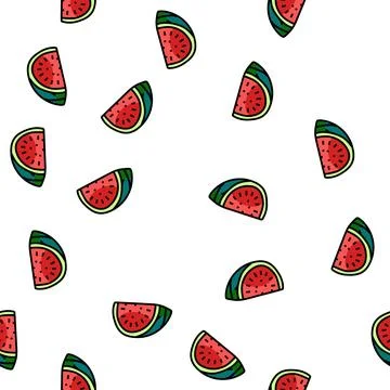 Cut slice watermelon vector seamless pattern Stock Illustration