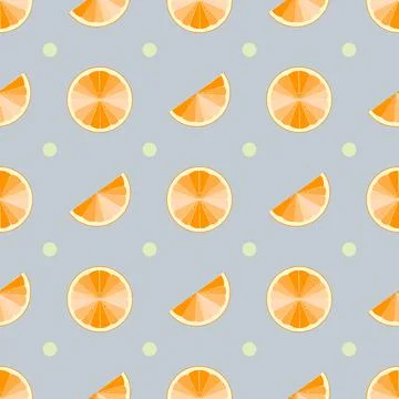 Cut slices of orange. Vector seamless pattern Stock Illustration