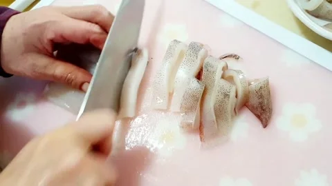Cut the squid Stock Footage 205164914