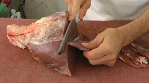 Cut steaks at the butcher Stock Footage 12320619