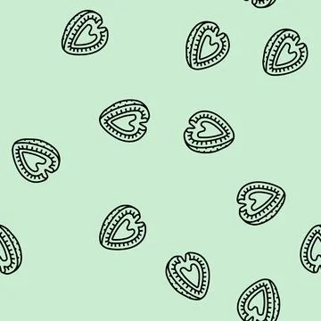 Cut strawberry line seamless pattern Illustrazione stock