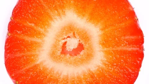 Cut of the strawberry rotates Stock Footage 74605042