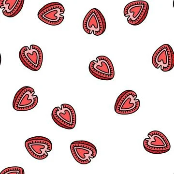 Cut strawberry vector seamless pattern Stock Illustration