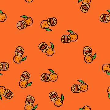 Cut tangerine leaf vector seamless pattern 스톡 일러스트