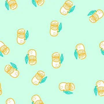 Cut tangerine leaf vector seamless pattern イラスト素材