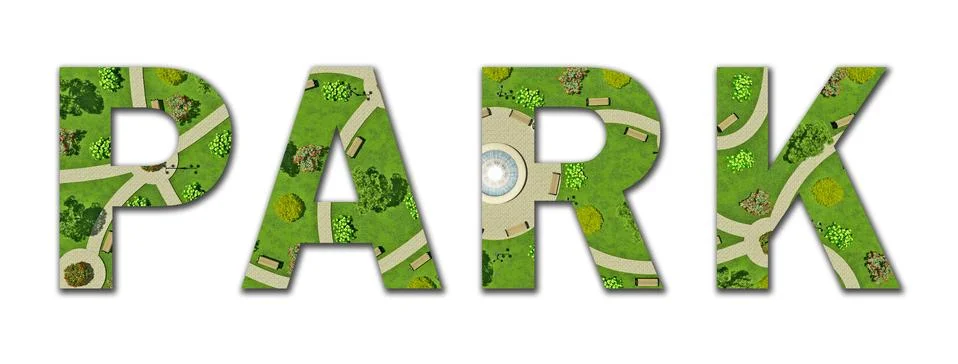 Cut text park with park inside Stock Illustration