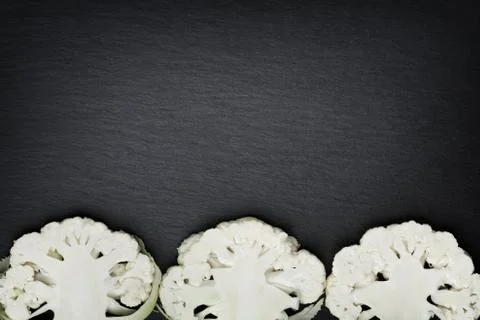 Cut through cauliflower with copyspace. Stock Photos