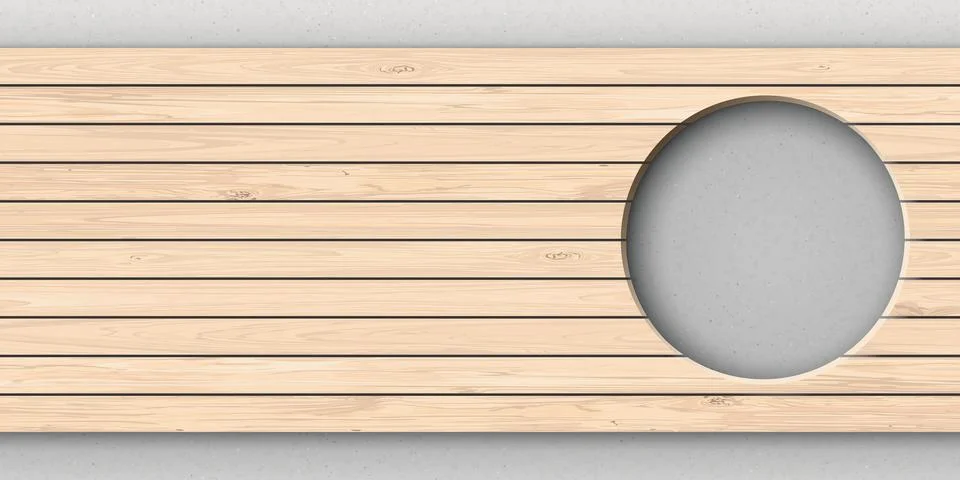 Cut timber panels whitewashed texture with circle hole have cement texture .. Stock Illustration