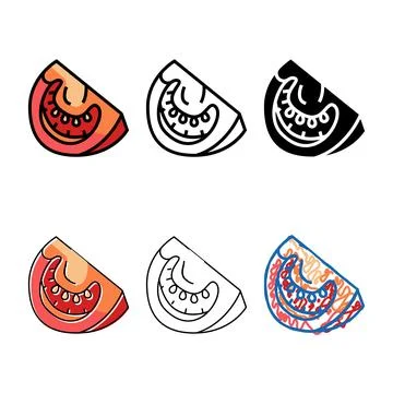 Cut tomato color icon multistyle vector Stock Illustration