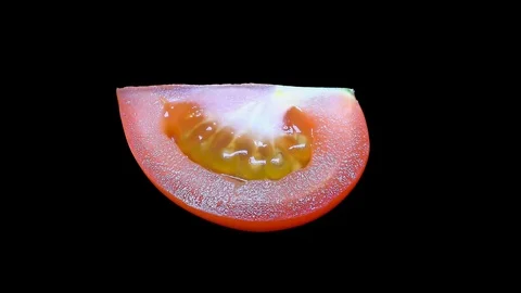 Cut Tomato Isolated on Black Background Stock-Footage 91094735
