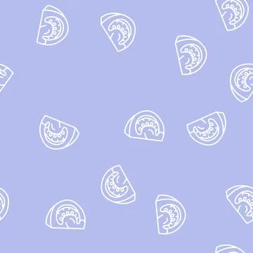 Cut tomato line seamless pattern Stock Illustration