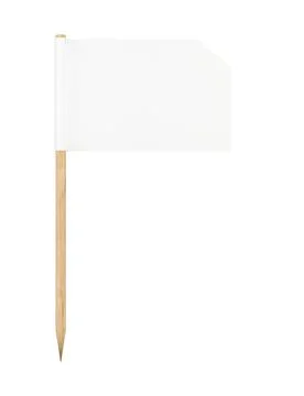Cut off top upper corner rectangle shaped toothpick paper flag with wooden po Stockillustratie