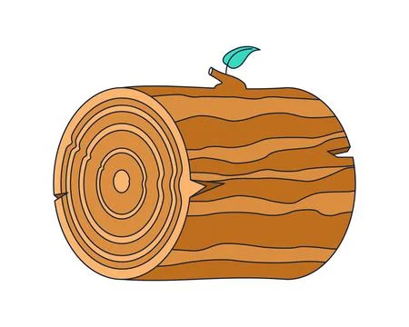 Cut tree log with growth rings 2D cartoon object Stock Illustration