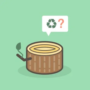 Cut of tree trunk pleading for recyclation Illustrazione stock