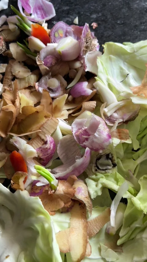 Cut Vegetable Waste on Ground Stock Footage 321515394