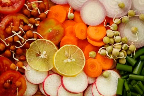 Cut vegetables Stockfoto's