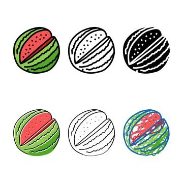Cut watermelon color multistyle icon vector Stock Illustration
