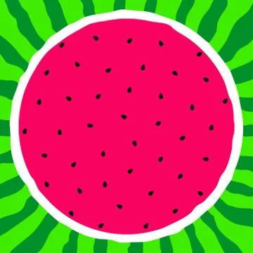 Cut watermelon. Pink pulp and green rind. Stock Illustration
