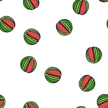 Cut watermelon vector seamless pattern Stock Illustration