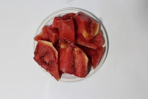 Cut  watermelon on a white background Ramadan fruit Stock Photos