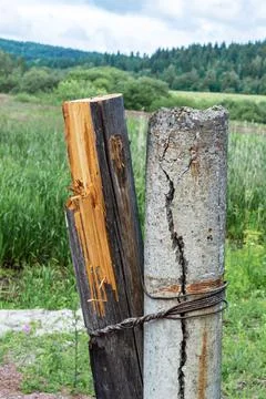 Cut wire support. Stock Photos