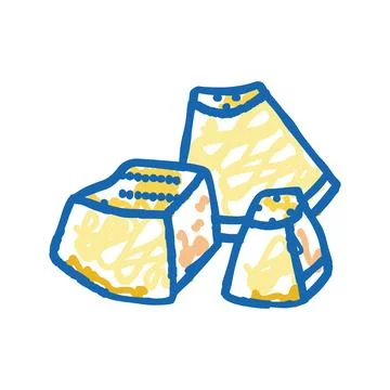 Cut yellow ripe melon icon doodle illustration Stock Illustration