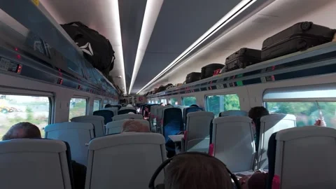 Cutaway. interior moving train. London UK. 13.6.2026 Stock Footage 337428343