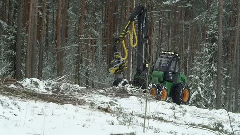 Cutaway of a working forwarder Stock Footage 70705927