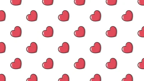 Cute 2D animation of red cartoon hearts drifting across Stock Footage 325720275