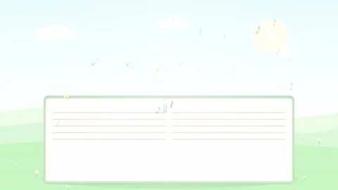 Cute 2D Animation of Tiny Characters Walking Across an Open Notebook in a Sunny Stock Footage 343860515