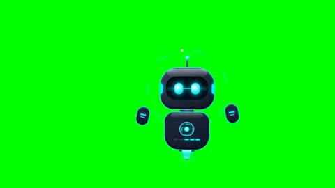 Cute 3D AI Agent Robot Floating Assistant Animation Overlay Stock Footage 347273859