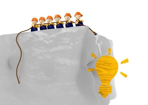 Cute 3d builder character work on a idea Stock Illustration