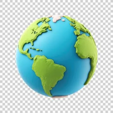 Cute 3D Cartoon Globe Illustration of Earth with Simplified Continents on T.. Stock Illustration