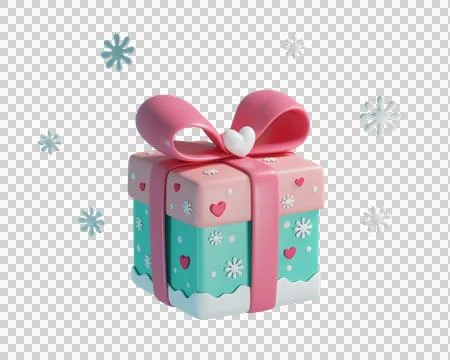Cute 3D Christmas Gift Box Stock Illustration