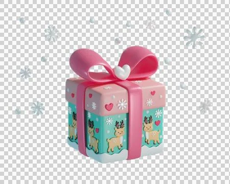 Cute 3D Christmas Gift Box Stock Illustration