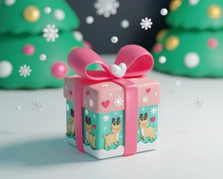 Cute 3D Christmas Gift Box Stock Illustration