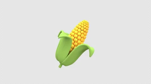 Cute 3D corn cob with green husk for food or farming visuals with alpha channel Stock Footage 310672620