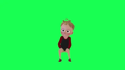 Cute 3d kid standing up and clapping isolated green screen front angle Stock Footage 252662062