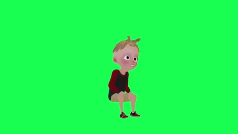 Cute 3d kid standing up and clapping isolated green screen left angle Stock Footage 252662064