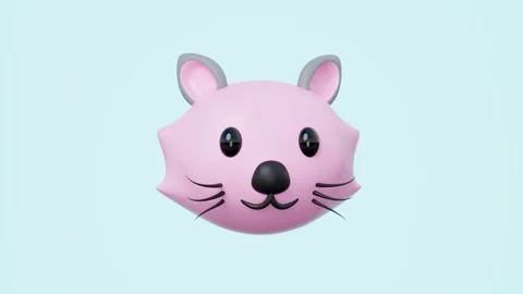 Cute 3D pink cat or animal character peeking. Features include big black ey.. Stock Footage 312501575