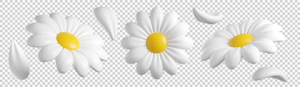 Cute 3D plastic Daisy Flower イラスト素材