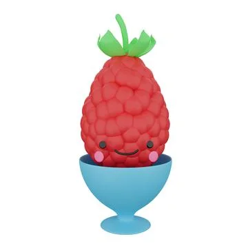 Cute 3d render egg - berry in a stand Stock Illustration