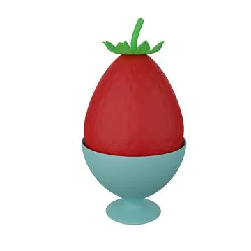 Cute 3d render egg - berry in a stand Stock Illustration