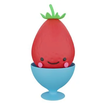 Cute 3d render egg - berry in a stand Stock Illustration