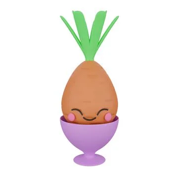 Cute 3d render egg - vegetable in a stand Stock Illustration