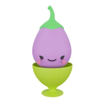 Cute 3d render egg - vegetable in a stand Stock Illustration
