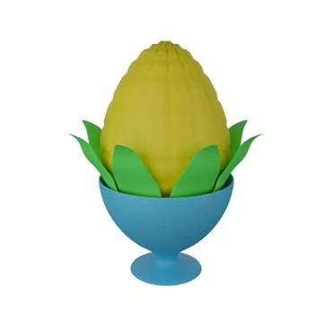 Cute 3d render egg - vegetable in a stand Stock Illustration