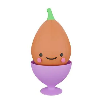 Cute 3d render egg - vegetable in a stand Stock Illustration