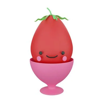 Cute 3d render egg - vegetable in a stand Stock Illustration