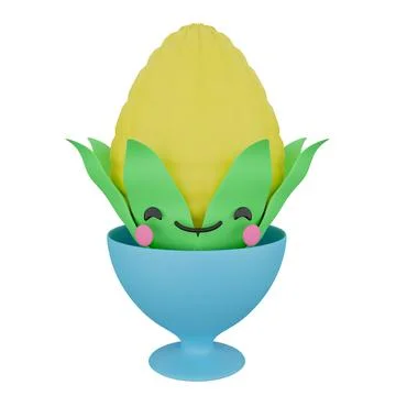 Cute 3d render egg - vegetable in a stand Stock Illustration